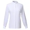 Blusas Femininas Camisa Clérigo Feminino Blusa Gola Sacerdote Tops Igreja Pastor Branco Preto Tab Uniforme XS-5XL