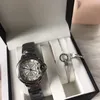 Para zegarki klasyczne trzyczęściowe zestaw wysokiej jakości zegarków dla chłopaka jako prezent dla dziewczyny Preferowane tytanowe stalowe bransoletka Pierścień luksusowy zegarek