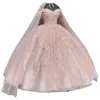 Pink Princess Quinceanera Dresses Off Shoulder With Wrap cape lace-up corset 3D Flower Bead Vestidos 16 Prom Party Wears