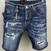 Jeans pour hommes 2023 été fête plage court italie hommes Shorts hommes Denim pantalon bouton mince bleu trou 2 pour 513