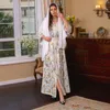 Etnische kleding Moslim Abaya's voor vrouwen Midden -Oosterse mode gedrukte mode Retro Lange rokvlees Slit jurk 230324