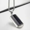 Chains ULJ Oval Gemstone Square Card Stainless Steel Pendant Jewelry Retro Trendy Hip-Hop Personality Men And Women Couples Necklace