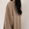 Malhas femininas casuais de malha longa cardigan mulheres tops vintage sweeters soltos maxi casaco superdimensionado jumper coreano Autumn Cloth Plus