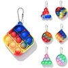 Finger Bubbles Mini Simple Dimple Keychain Ring Compression Plate Autism Educational Decompression Toy