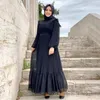 Etniska kläder Autumn Winter Muslim Modest Dres Peated Pearls Lantern Sleeves Long Robe Elegant Islam Eid Dubai Abaya 230324