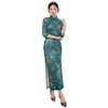 Vêtements ethniques Automne Hiver Femmes Vintage Bouton Qipao Chinois Traditionnel Lady Robe De Soirée Imprimer Femelle Élégant Cheongsam