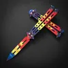 Couteau à mouche à beurre en acier inoxydable, 14 couleurs, peigne CSGO Balisong Trainer, couteaux d'entraînement de poche, outil d'entraînement pour les jeux de plein air, lame non coupée