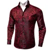 Camisas de vestido masculinas 2023 Paisley Men Luxury Men de manga comprida Silk Tuxedo Camisa Slim Fit Wedding Party Prom Casual Roupas masculinas elegantes