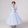 Girl Dresses Elder Girls Sequin Tulle Dress For Kids Lovely Blue Party Gown Flower Wedding Bridesmaid Formal Costume Outfit 14Year