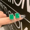 Setler Square Lab Emerald Elmas Takı Seti 925 STERLING Gümüş Bijou Party Düğün Küpe Kadınlar için Kolye Gelin Takı Hediyesi