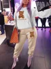 Women's Plus Size Pants LW Multicolor Sweatshirt Sets Cartoon Letter Print Set Pullover HoodieElastic Waist Trousers Maxi Tracksuits 230324