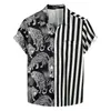 Camisas de vestido masculinas Camisa unissex 3D Lidra estampada colar de gola virada casual diário de manga curta Gráfico de grandes dimensões Hawaiian M