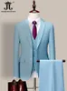 Mens Suits Blazers 13 Colors 5xl Jacket Vest Pants Highend Brand Formal Business Mens Suit Threepiece Groom Wedding Dress Solid Color Suit 230323