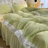 Bedding Sets Princess Girls Seersucker Ruffle Duvet Cover Bed Sheet With Pillowcase Linen King Size Comforter