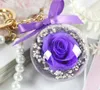 Flores decorativas grinaldas eterno chaveiro de flor e eterno esfera transparente de bola de bola clara 5cm rosa anel dos namorados do presente de namorado sn6858
