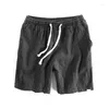Pantaloncini da uomo Estate Tinta unita Baggy Beach Short Giapponese Retro Cotone Lino Traspirante Jogging Uomo Track Wear 6XL 5XL