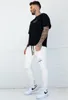 Jeans pour hommes Hommes Genou Trou Ripped Stretch Skinny Denim Pantalon Solide Couleur Broderie Bas Zipper Style Hip-Hop Slim Fit Homme PantalonHomme