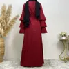 Etnisk klädkvinna Muslimsk Ababya Satin Dres Abaya Elegant Dubai Turkiet Arabiska islamiska kaftan Saudiska Chiffon Simple Dress 230324