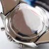 시계 품질의 크로노 그래프 배터리 움직임 쿼츠 실버 다이얼 남성 시계 가죽 스트랩 남성 손목 시계