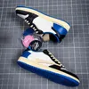 2023 1s Shoes Fragment Design OG 1S Low Mens 농구 럭셔리 디자이너 밀리터리 블루 여성 러닝 스포츠 스니커즈