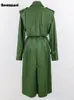 Giacche da donna Nerazzurri Autunno Lungo Fresco Verde Pu Trench in pelle per Donna Telai Monopetto Abiti firmati di lusso alla moda 230324