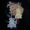 Chaines Iced Out Gold Silver plaqué Full Cubic Zircon Pave Letter Big Bank Money Pendant avec Collier de chaîne de corde pour hommes Boy Ami