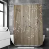 Rideaux de douche Fleurs Oiseaux Rideau De Bain Tissu Imperméable Feuilles Florales Impression Salle De Bains Écran Paysage Décoration De La Maison 230324