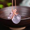 Pendentif Colliers Or Rose Couleur Sautoirs Rose Opale Collier Mignon Synthétique Ross Quartz CZ Pour Femmes Filles Cadeau Goutte Bijoux