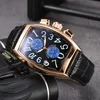 New men's hot selling luxury watch 5 needle quartz 24 calendar watch real belt watch gift watch