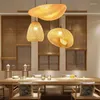 Kronleuchter 1PC Bambus Weben Droplight Chinesische Zen Tee Zimmer Lampe Lichtquelle Kronleuchter Teehaus Asien Restaurant Topf