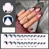 Faux ongles 24 pièces brillant faux portable blanc carré français ongles Faux dégradé ongles moyens couverture complète appuyez sur