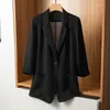 Ternos femininos feminino feminino casual blazer casaco de cor sólida colar de cor com entalhes de três quartos de luva feminina fêmea fêmea primavera damas slim slim