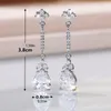 Boucles d'oreilles pendantes en cristal et zircone cubique pour femmes, accessoires de luxe, couleur argent, bijoux tendance de mariage de tempérament