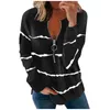 Kvinnors hoodies kvinnor randiga tröjor Spring Autumn Zip Long Sleeve Print Loose Pullover Tops Eff-6460
