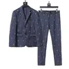 2023 Mens Suits Fashion Designer Blazers Man Classic Casual Floral Print Luxury Jacket Brand Blue Lattice Stripe Long Sleeve Slim Suit Jacket Pants