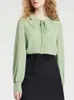 Dames blouses dames dames met een blouse groene veter van borsten met borsten