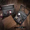 Watch Boxes Cases Walnut Watch Storage Box Wooden Luxury Watch Box Organizer for Men Brown Mechanical Watch Bracelet Collection Box Case Gift 230324