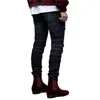 Męskie dżinsy modowe męskie rozryte skórne mężczyzn Hip Hop High Street Denim Pants Pantalon Homme