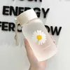 garrafa de água 500 ml Daisy Water Bottle Transparent Plástico garrafa de água BPA Free ao ar livre Esporte Copo de água de verão Dent caneca portátil com corda P230324