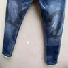 Jeans Slim Male Pencil Pants Slimming Man Emaciated Trousers Men dsq European Dragkedja Pocket Classic Pant Milan Blue Straight Cotton 44-54 Size Handsomesml