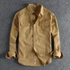 Men's Casual Shirts Men's Twill Cotton Spring Fall Fashion Multi Colors Solid Long Sleeve Vintage Blouse High Quality Loose Cargo Tops