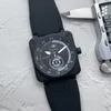 Fyra nålar Mens Automatiska mekaniska klockor 48mm Luxury Watch Rubber Strap Wristwatches Högkvalitativ topp lyxvarumärke Fshion Moon Phase BR Clock Montre