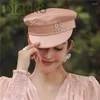 Designer Berets Marca Designer Primavera Verão Caps Mulheres Duas Cores Sboy Cap Cristal-Embelezado Cetim Baker Boy HatBerets 69m2