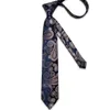 Neck slips set lyxigt blått guld paisley mäns slips affär bröllop formell nacke för män gåva cravate silk tie neckerchief manschettknappar dibangu 230324