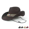 Cappelli larghi Brim Nake Wool Women Men Hollow Western Cowboy Cappello Roll-Up Gentleman Outblack Sombrero Hombre Jazz Cap Wind Rope Times 56-58 cm