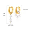 Dangle Earrings Fashion Natural Pearls Classic Gold Plated Stainless Steel Ear Buckle Circle Huggie For Women Jewelry