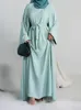 Vêtements ethniques 2 pièces Abaya Set correspondant costume musulman crêpe ouvert Abayas pour femmes Dubaï Turquie sans manches Hijab robe africaine islamique 230324