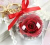 Decorative Flowers Wreaths Eternal Flower Keychain Clear Acrylic Ball Transparent Sphere 5Cm Rose Key Ring Valentines Gift Wedding SN4111