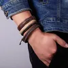 Bracelets de charme 4pcs/conjunto de couro étnico para homens meninos meninos com corda trançada de miçangas conjuntos de moda ajustável