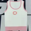 Kadın Örgü Tankları Camis Siyah Pembe Basit İşlemeli Mektup Crewneck Kapak Göbek Kolsuz Üstler Moda Örgü Yelek Örgü